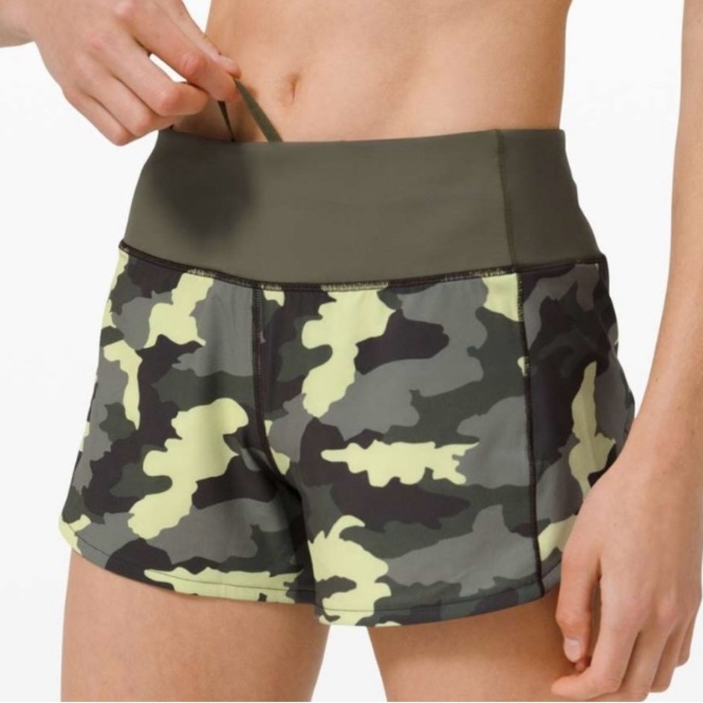 Lululemon Speed Up Shorts Green Camo 12